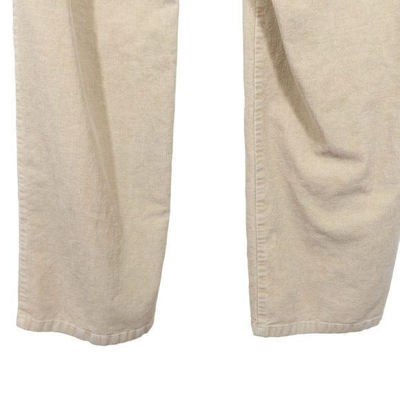 TALBOTS Size 12 Beige Cotton Blend Fine Wale Straight Leg Tab Waist Pants - Picture 4 of 8